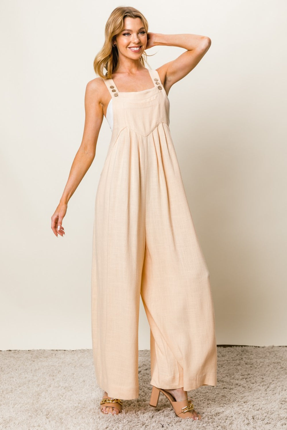 ELLIE Wide-Leg Jumpsuit, Cream