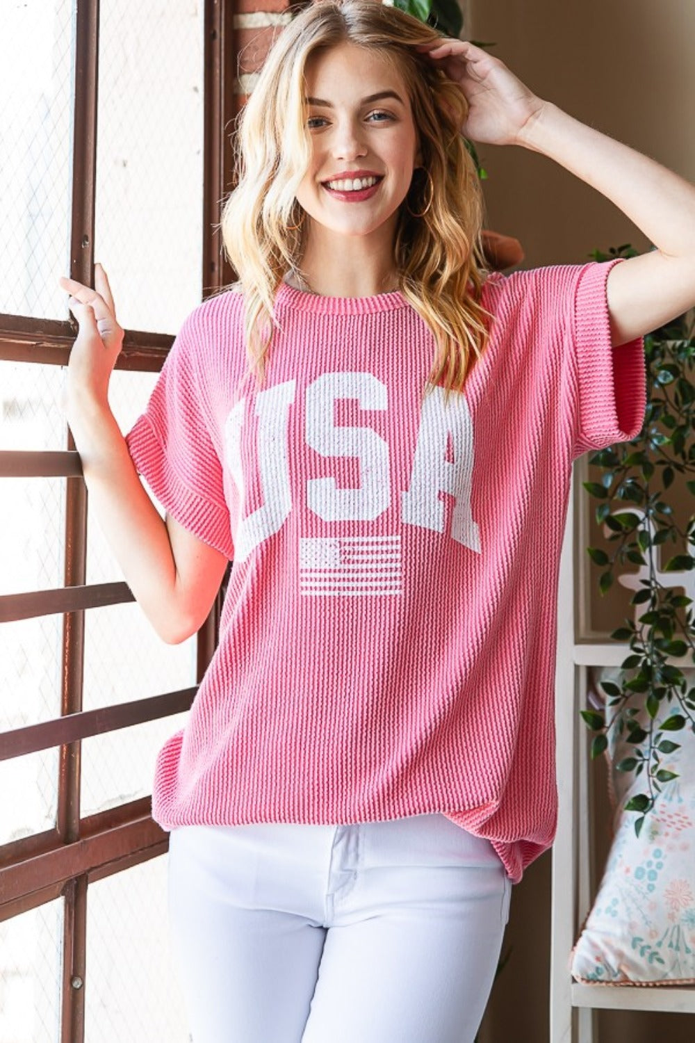 USA Graphic Tee- Pink