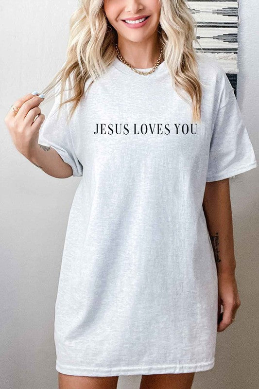 JESUS LOVES YOU OVERSIZED GRAPHIC TEE