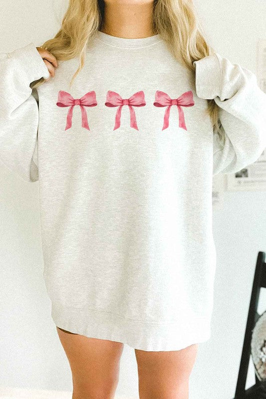 PINK BOW COQUETTE OVERSIZED SWEATSHIRT