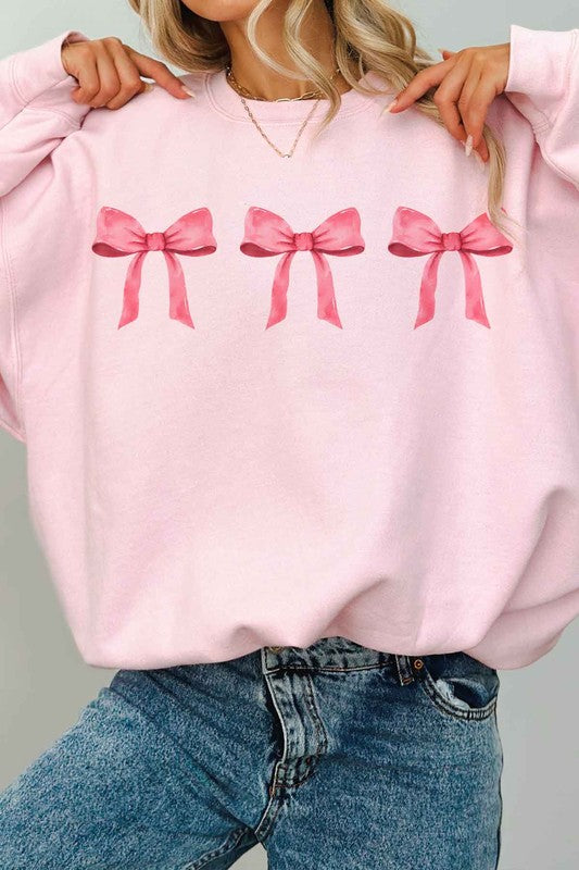 PINK BOW COQUETTE OVERSIZED SWEATSHIRT