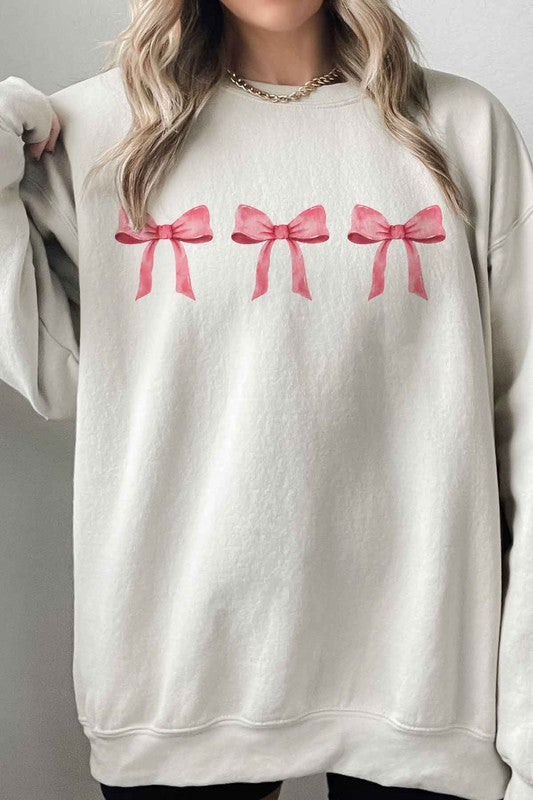 PINK BOW COQUETTE OVERSIZED SWEATSHIRT