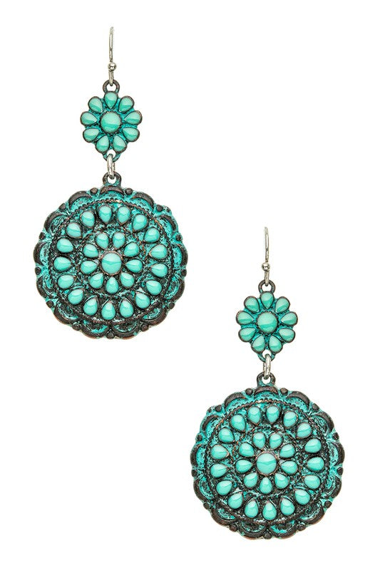 Turquoise Western Drop Earrings