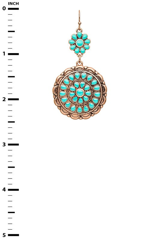 Turquoise Western Drop Earrings