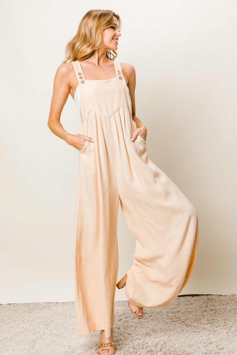 ELLIE Wide-Leg Jumpsuit, Cream