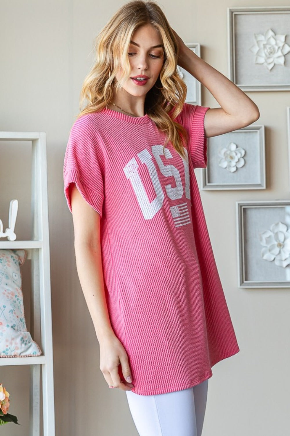 USA Graphic Tee- Pink